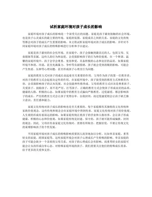 试析家庭环境对孩子成长的影响