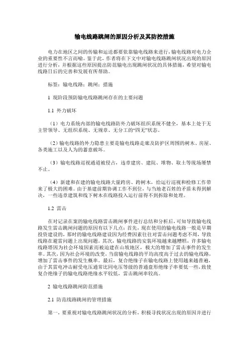 输电线路跳闸的原因分析及其防控措施