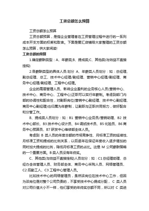 工资总额怎么预算