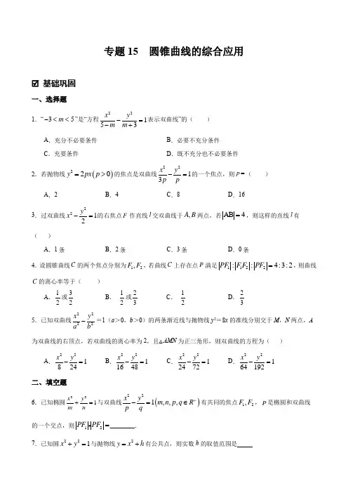 【高中数学】圆锥曲线的综合应用(附解析)