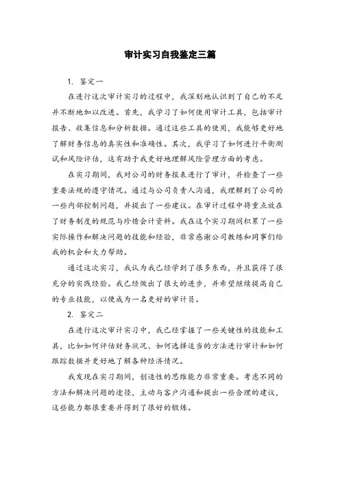 审计实习自我鉴定三篇