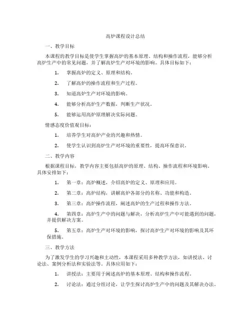 高炉课程设计总结