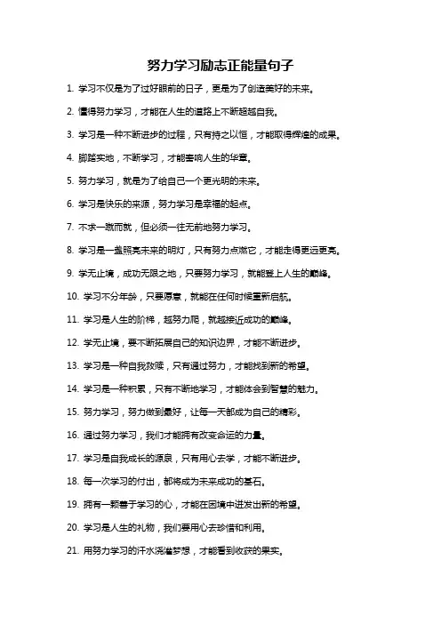 努力学习励志正能量句子