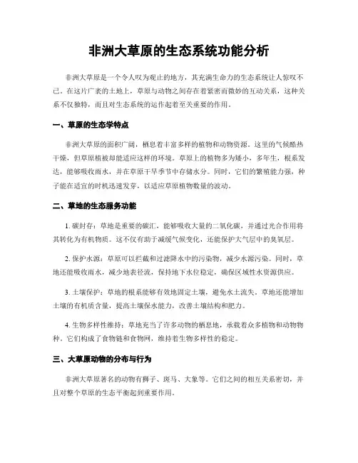 非洲大草原的生态系统功能分析