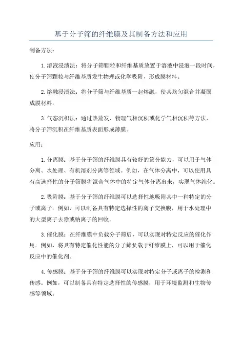 基于分子筛的纤维膜及其制备方法和应用