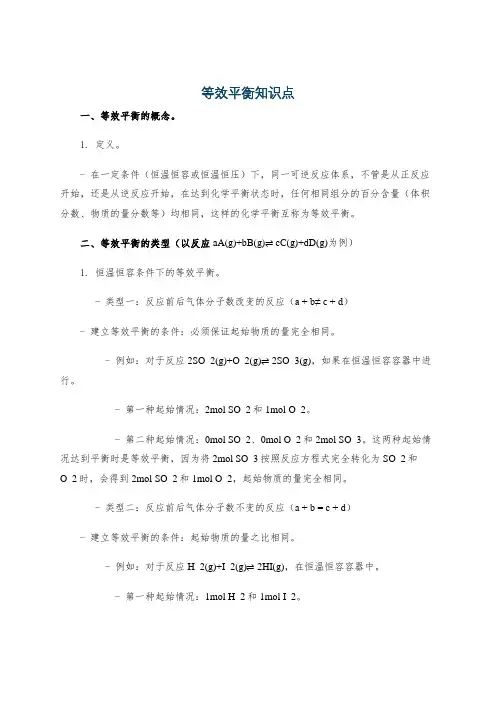 等效平衡知识点