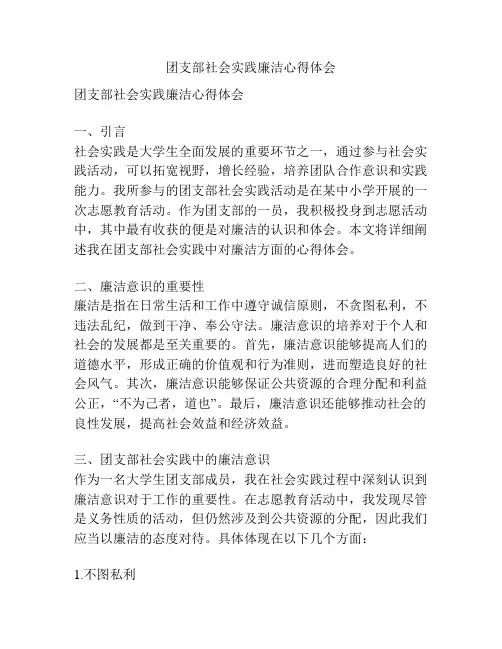 团支部社会实践廉洁心得体会