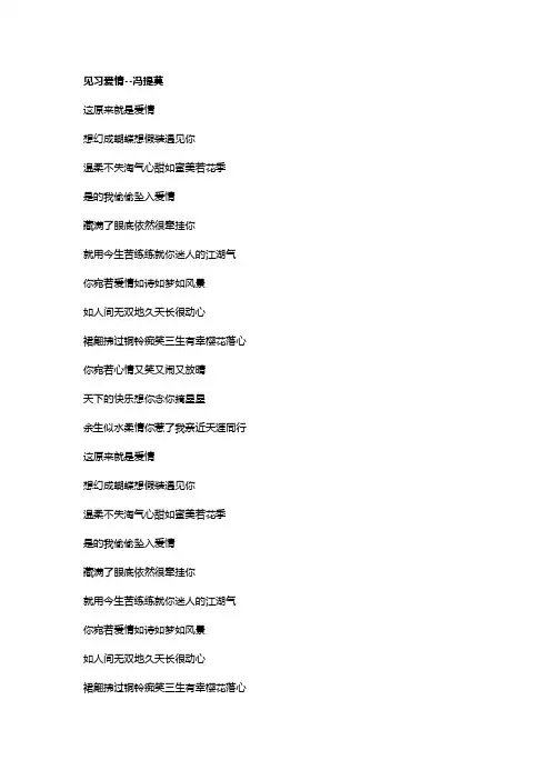 歌曲《见习爱情》歌词