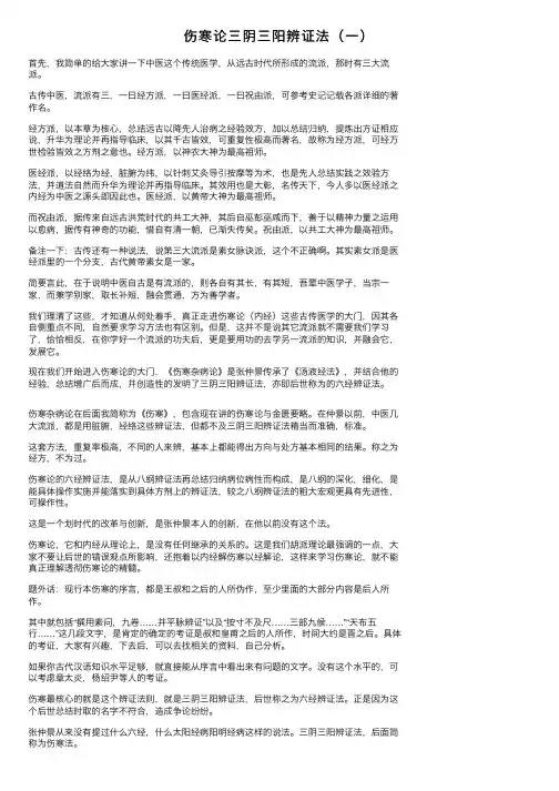 伤寒论三阴三阳辨证法（一）