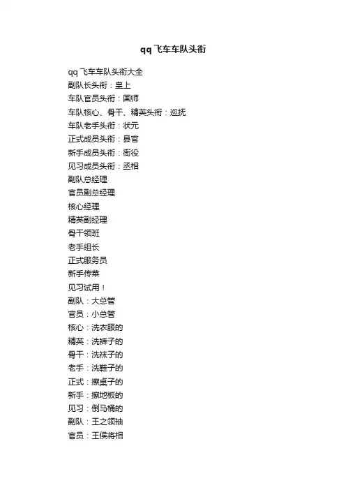 qq飞车车队头衔大全
