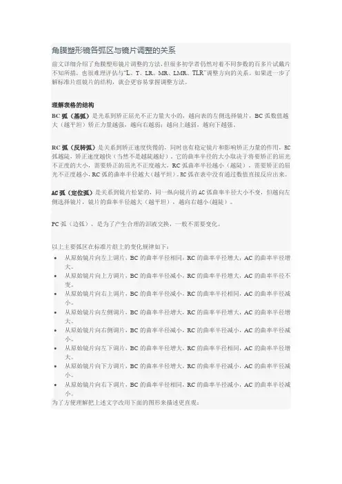 角膜塑形镜各弧区与镜片调整之间的关系