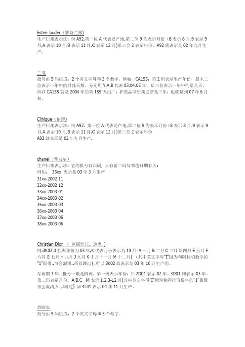大牌化妆品生产批号如何看