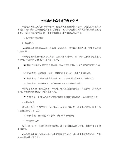 小麦播种期病虫害的综合防治