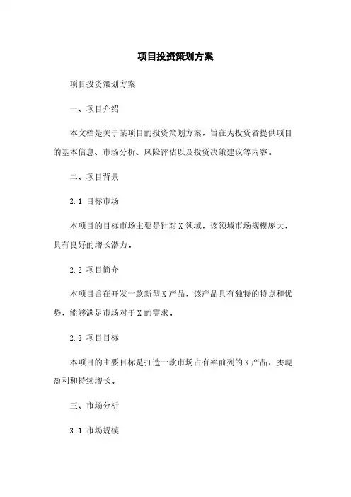 项目投资策划方案