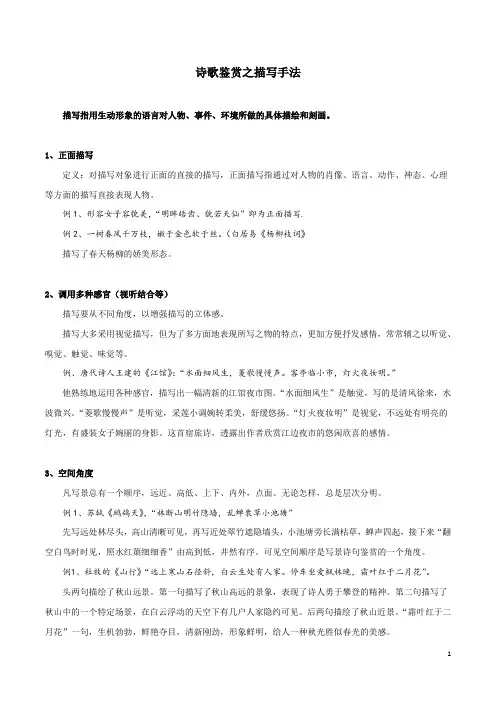 【高考语文】专题02 诗歌鉴赏之描写手法-诗歌鉴赏专题解读