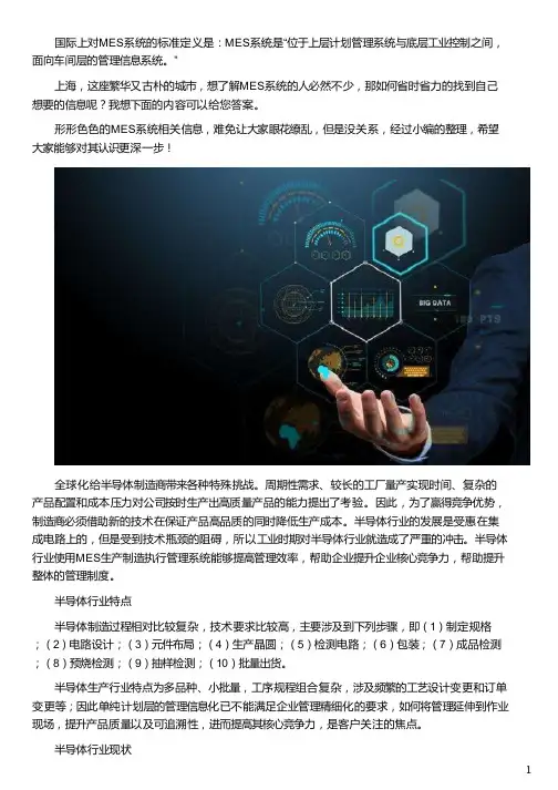 上海半导体行业MES系统