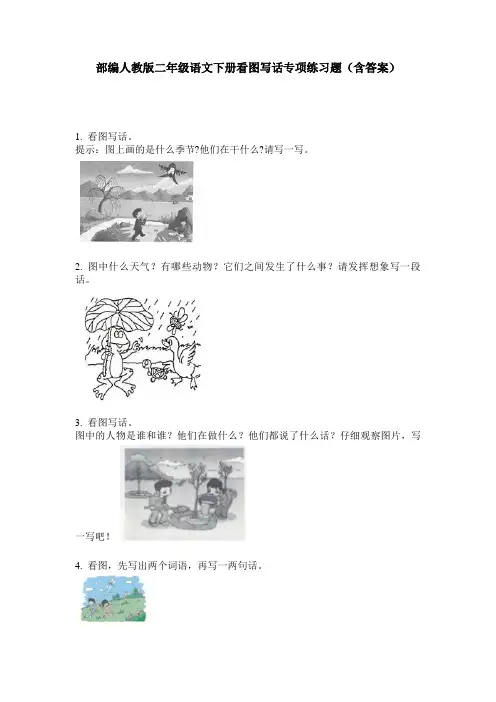 部编人教版二年级语文下册看图写话专项练习题(含答案)
