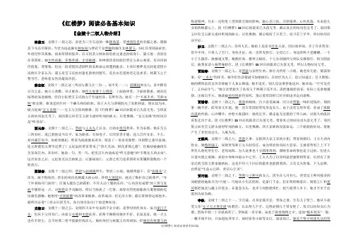 红楼梦必备知识：金陵十二钗人物介绍及判词--统编版高中语文必修下册