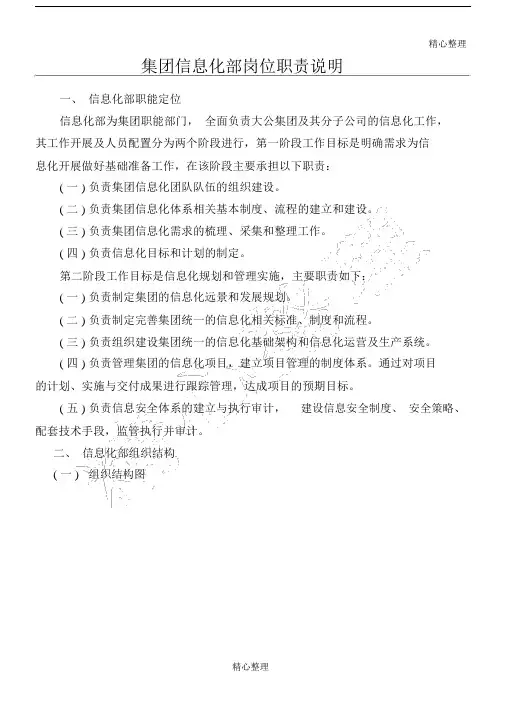 集团信息化部组织架构及岗位职责岗位.doc