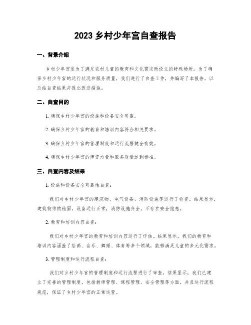 2023乡村少年宫自查报告
