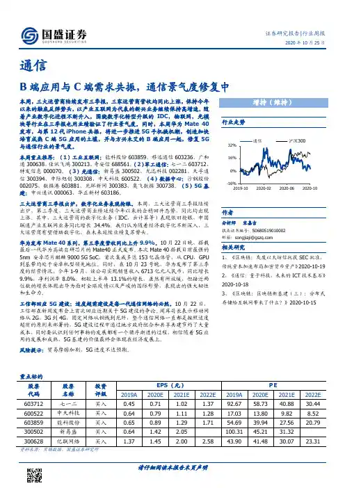 通信行业周报：B端应用与C端需求共振，通信景气度修复中