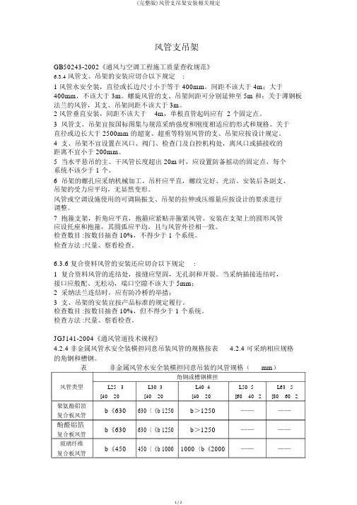 (完整版)风管支吊架安装相关规定