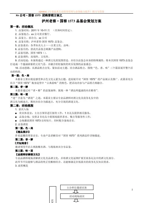 国窖1573品鉴会策划方案