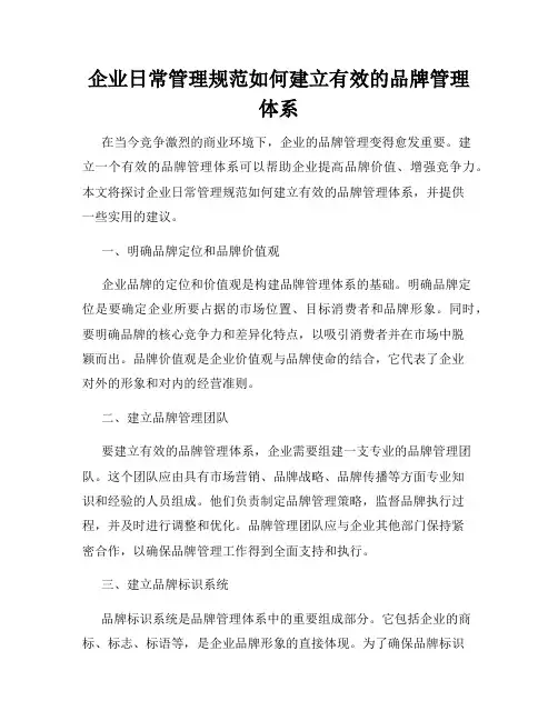 企业日常管理规范如何建立有效的品牌管理体系
