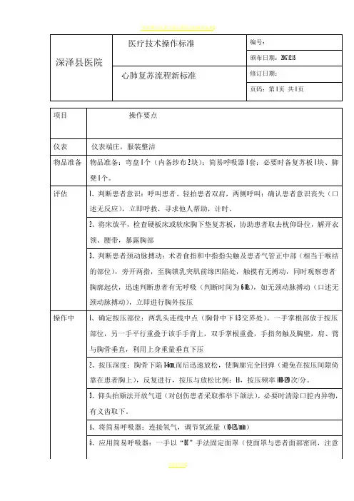 心肺复苏流程2017新标准