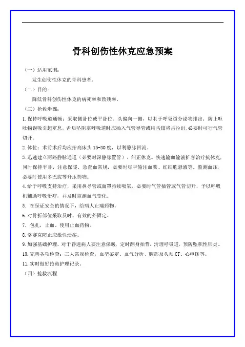 骨科创伤性休克应急预案