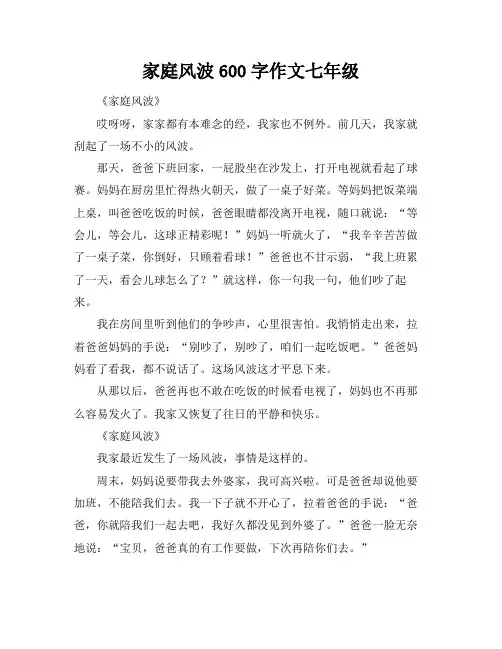家庭风波600字作文七年级