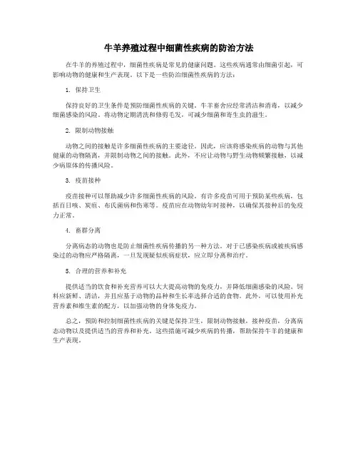 牛羊养殖过程中细菌性疾病的防治方法