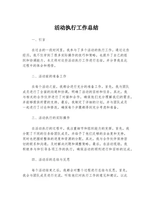 活动执行工作总结