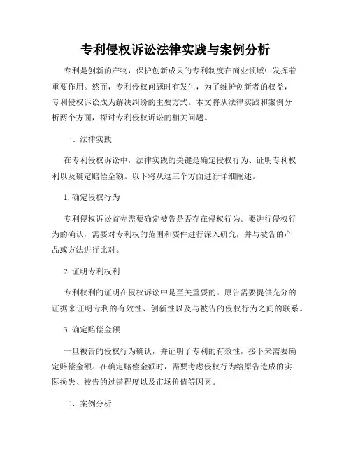 专利侵权诉讼法律实践与案例分析