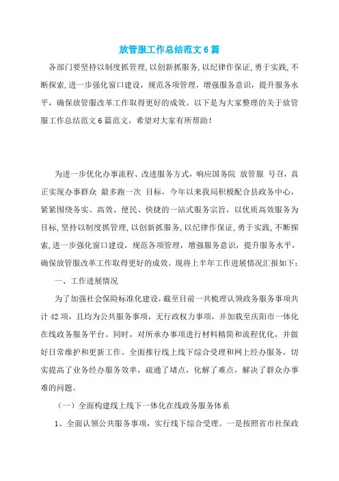放管服工作总结范文6篇