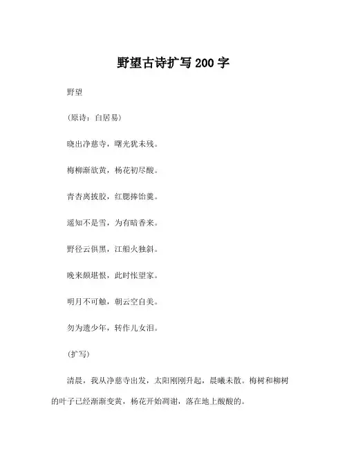 野望古诗扩写200字