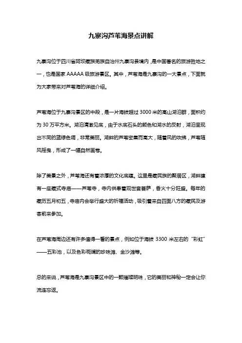 九寨沟芦苇海景点讲解