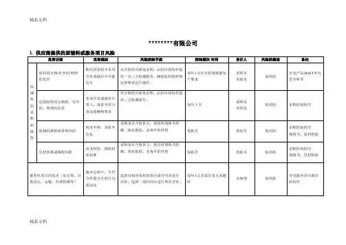 最新产品风险分析及评估表brc资料