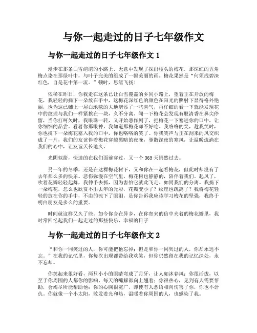 与你一起走过的日子七年级作文