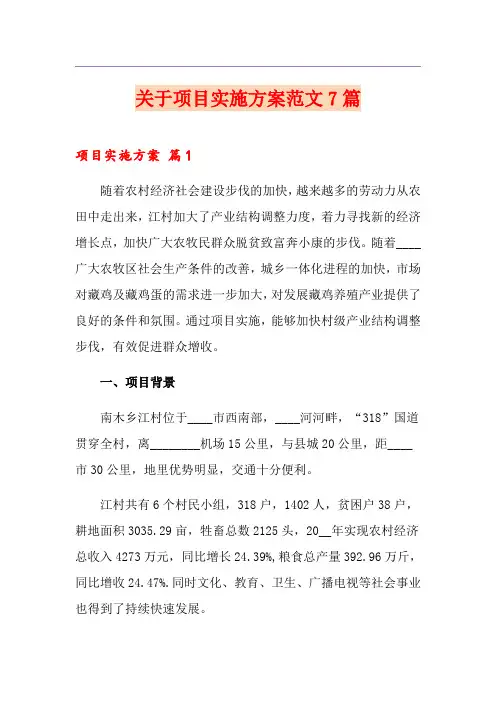 关于项目实施方案范文7篇