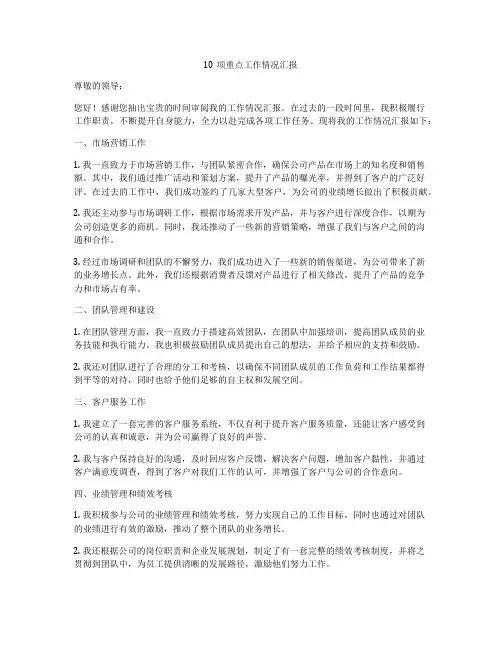10项重点工作情况汇报