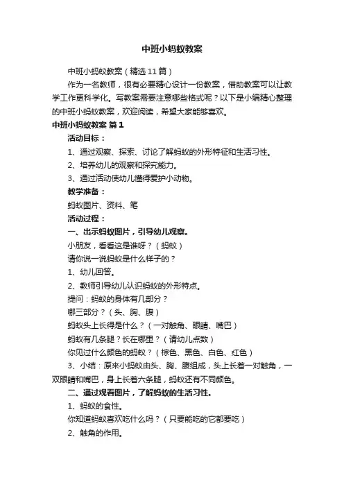 中班小蚂蚁教案