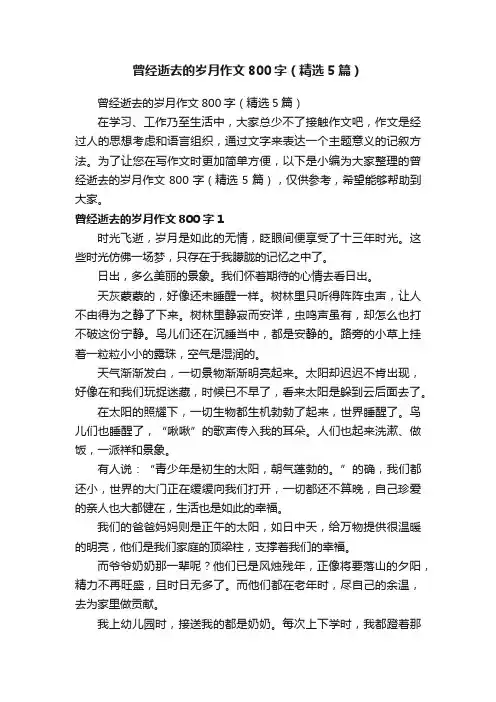 曾经逝去的岁月作文800字（精选5篇）