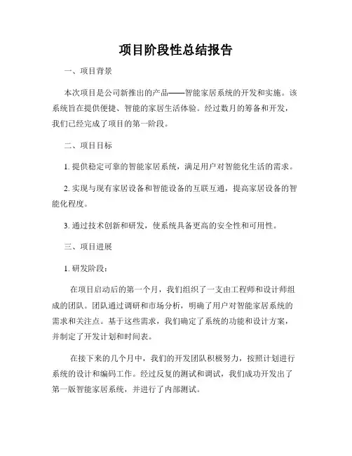 项目阶段性总结报告