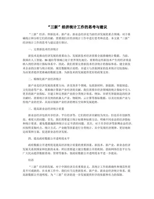 “三新”经济统计工作的思考与建议