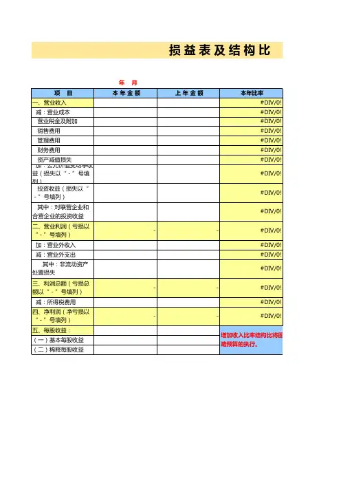 财务必备表格-利润表