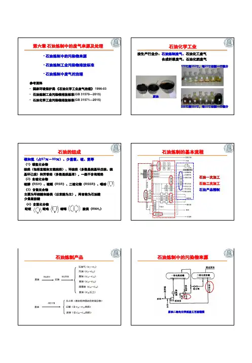 第六章 石油炼制中废气来源及处理