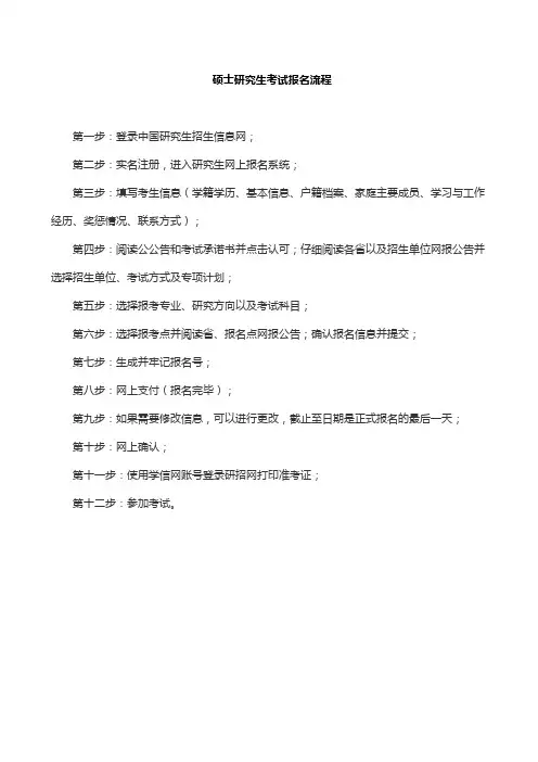 硕士研究生考试报名流程