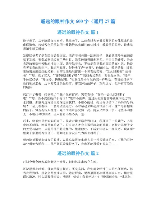 遥远的眼神作文600字(通用27篇