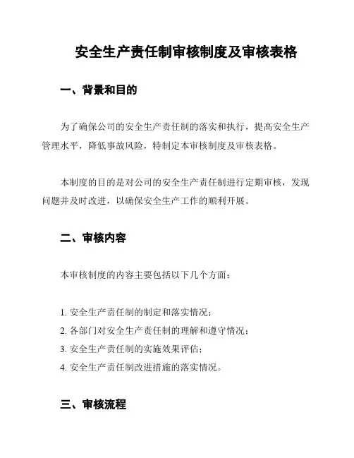 安全生产责任制审核制度及审核表格